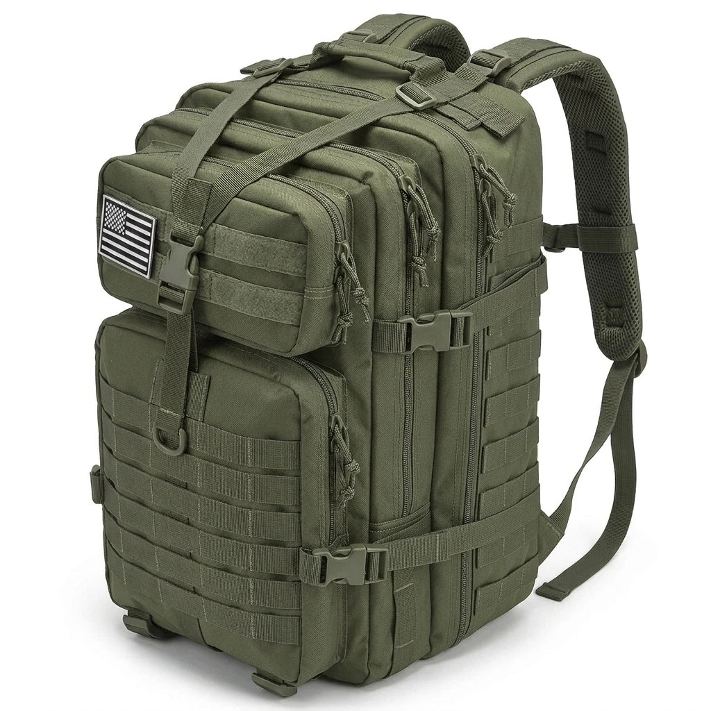 Men 45L Tactical Hiking Backpack Molle Mountaineering Water Resistant Outdoor Camping Trekking Backpacking Bushcraft Travel Rucksack Bug Out Bag Survival Emergency Large Capacity Climbing Cycling Daypack Women Durable Wear Resistant Trail Camp Hikers