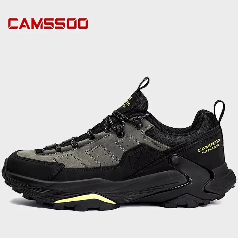 CAMSSOO Cow Leather Hiking boots Men waterproof hunting shoes travel shoes Ankle climbing wram Male casual mountian Sneakers