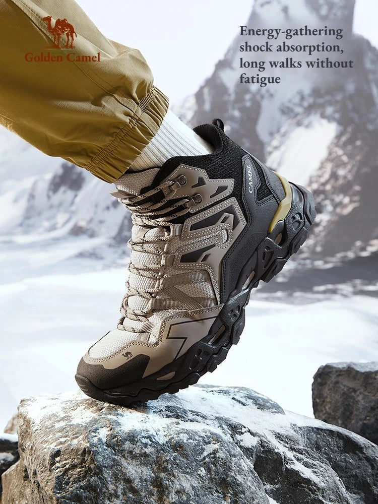 Golden Camel Men's Outdoor Hiking Boots High-Top Lace-Up Non-slip Sports Casual Trekking Boot 2025 Winter Suede Warm Women Shoes