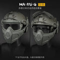 Tactical Half Fask Mask & Tactical Goggles Set for  Style Helmet Rail Sports Accessories