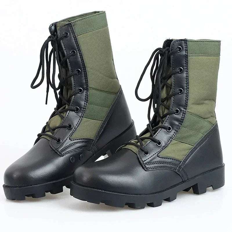 Lace Up Waterproof Outdoor Shoes Breathable Canvas Camouflage Tactical Combat Desert Ankle Boots Men Boots