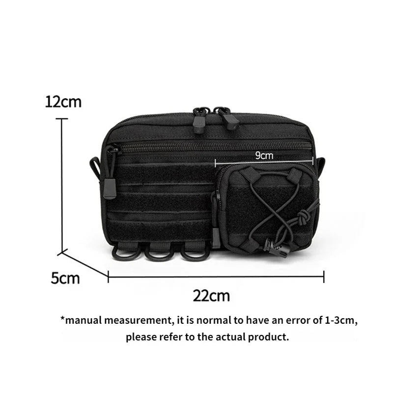 Tactical Molle Horizontal Admin Pouch with Front Drawstring Pocket EMT Pouch EDC Utility Orgaznier Bag Hunting Fanny Pack