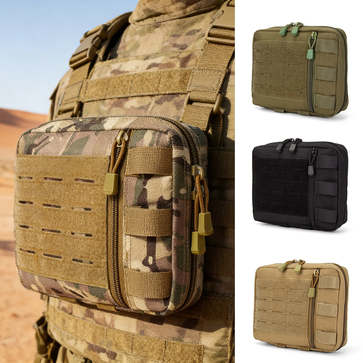 Tool Kit Tactical Bag Outdoor Medical Pouch MOLLE Accessory Pouch for Backpack Vest Multi-function Waterproof 1000D Nylon Bag