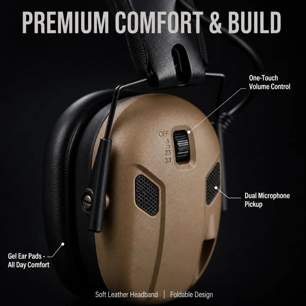BOOIU Tactical Shooting Bluetooth Headset Anti-noise Shooting Headphones Hearing Protector Foldable Earmuff Helmet Accessories