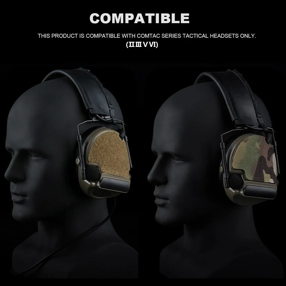 1Pair Tactical Headset Sticker Camouflage/Cable Storage 2-in-1 Patch for Comtac(ⅡⅢⅤⅥ) Hunting Shooting Noise Canceling Headphone