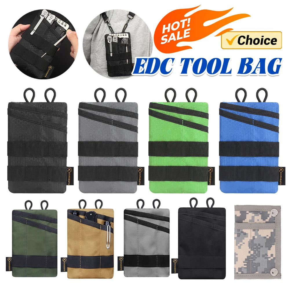 Foldable Small Tool Storage EDC Pouch Lightweight Wear Resistant Organizer for Camping Hiking Sports Portable Credit Card Wallet