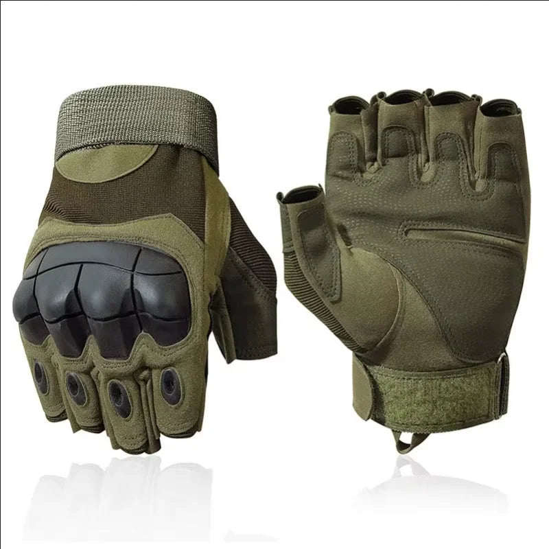 Hard Knuckle Fingerless Gloves - Outdoor Paintball Airsoft Hunting Combat Riding Hiking Half Finger Gloves