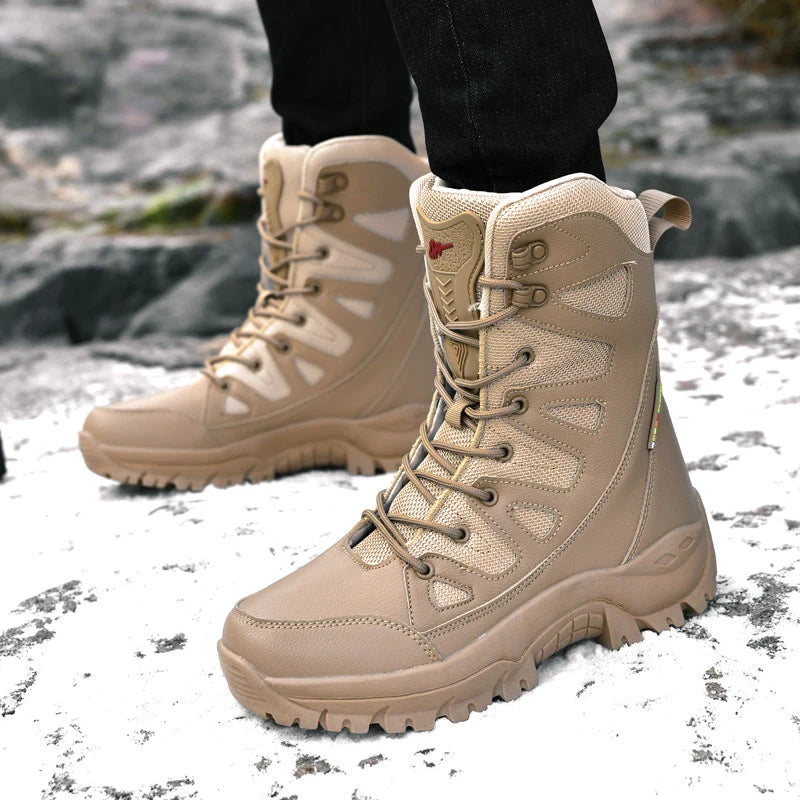 New Style Ultralight Breathable Mesh Canvas Tactical Boots Mens Spring Summer Outdoor Hiking Shoes Army Fan Combat Training