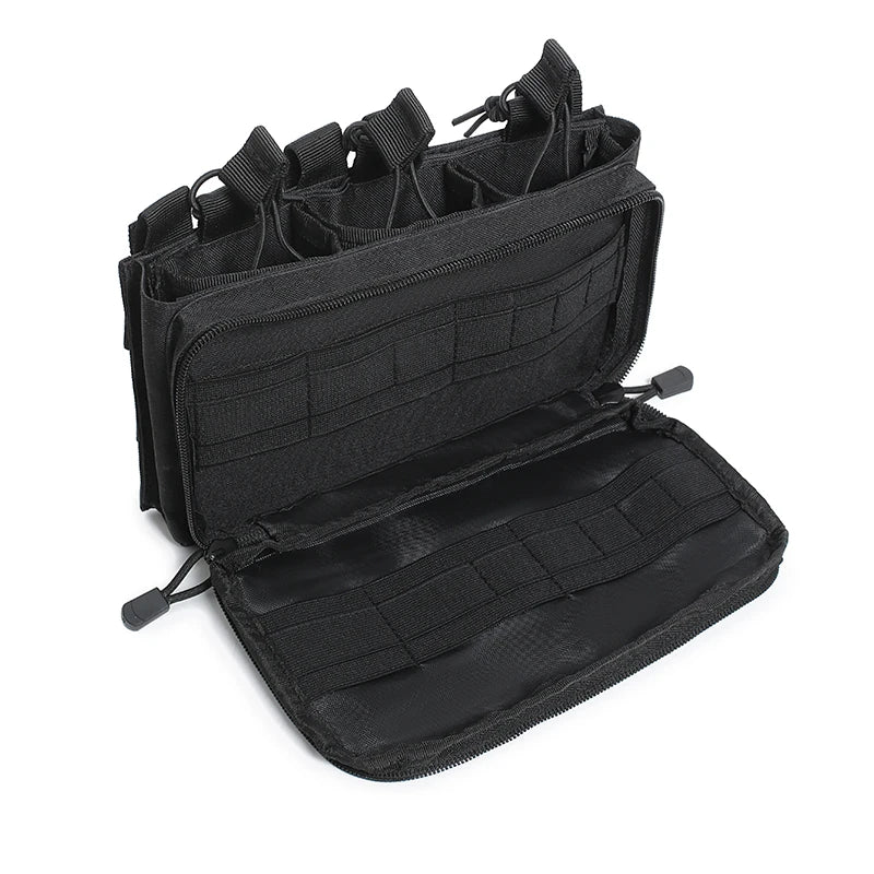 Tactical Molle Pouch with Triple Magazine Pouch Open-Top Mag Pouches Universal Cartridge Holder Accessories Bag