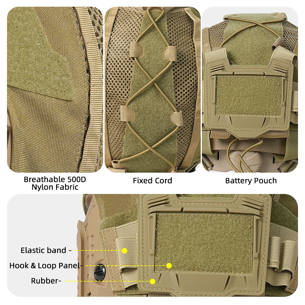 BOOIU Tactical Helmet Cover With Pocket Bag Removable Battery Box Balance Bag CS Hunting Fast Helmet Bag Protection Accessories