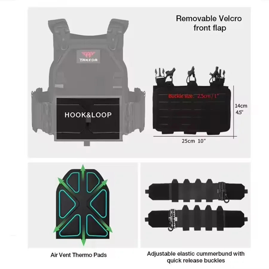 Lightweight 6094 Tactical Vest - Quick-Detach MOLLE System, 1000D Nylon Military/LE/Survival Combat Gear