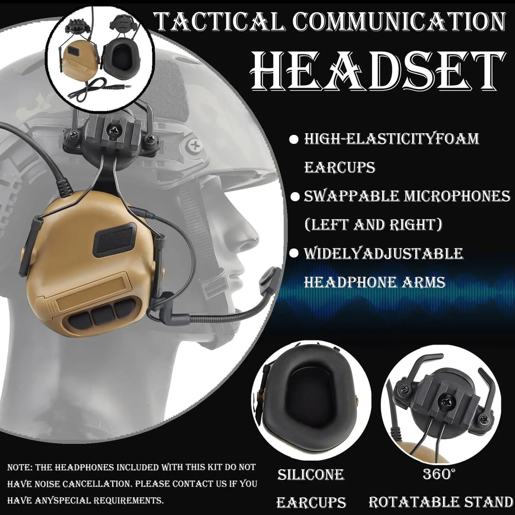 Tactical Fast Helmet Set Multifunctional 7-in-1 Airsoft Bump Helmet with Headphones NVG Model Signal Light for Paintball Cosplay