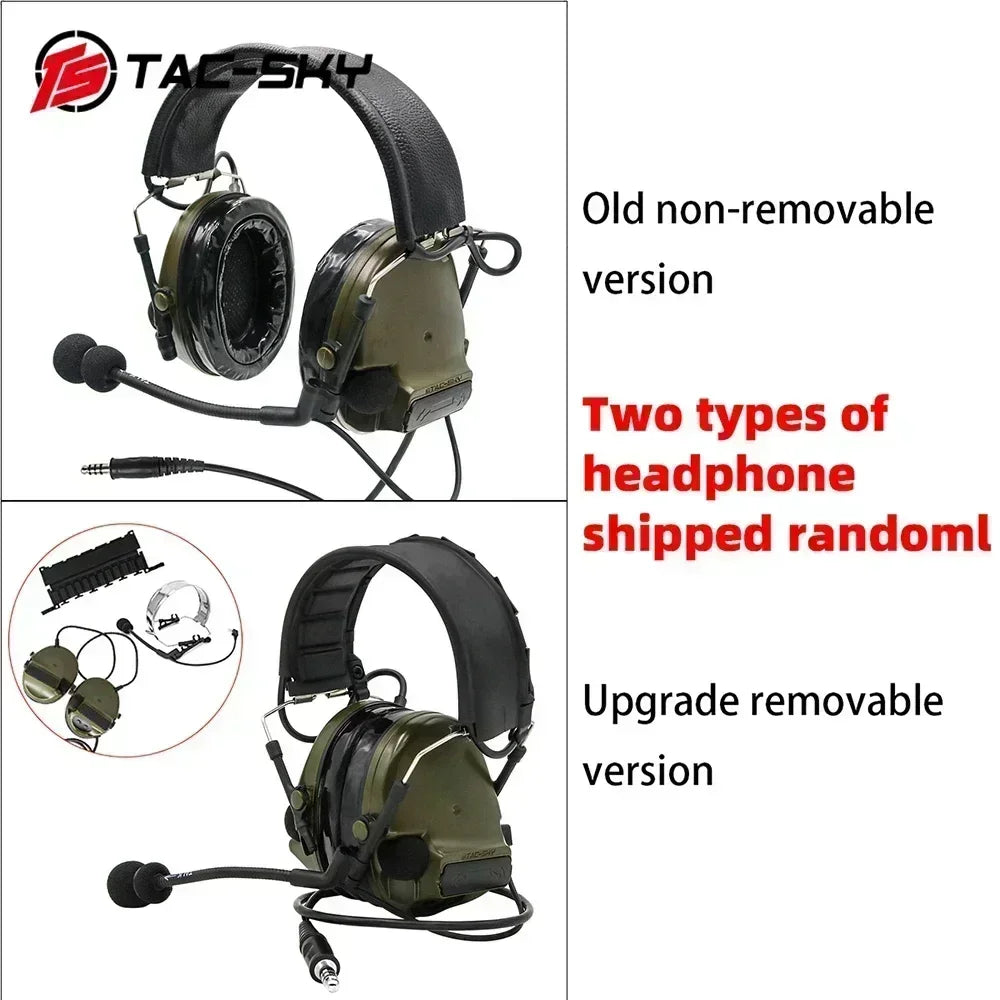 TS TAC-SKY COMTA III New Detachable Headband, Silicone Earcups, Outdoor Pickup Noise Canceling Shooting Tactical Headphones C 3