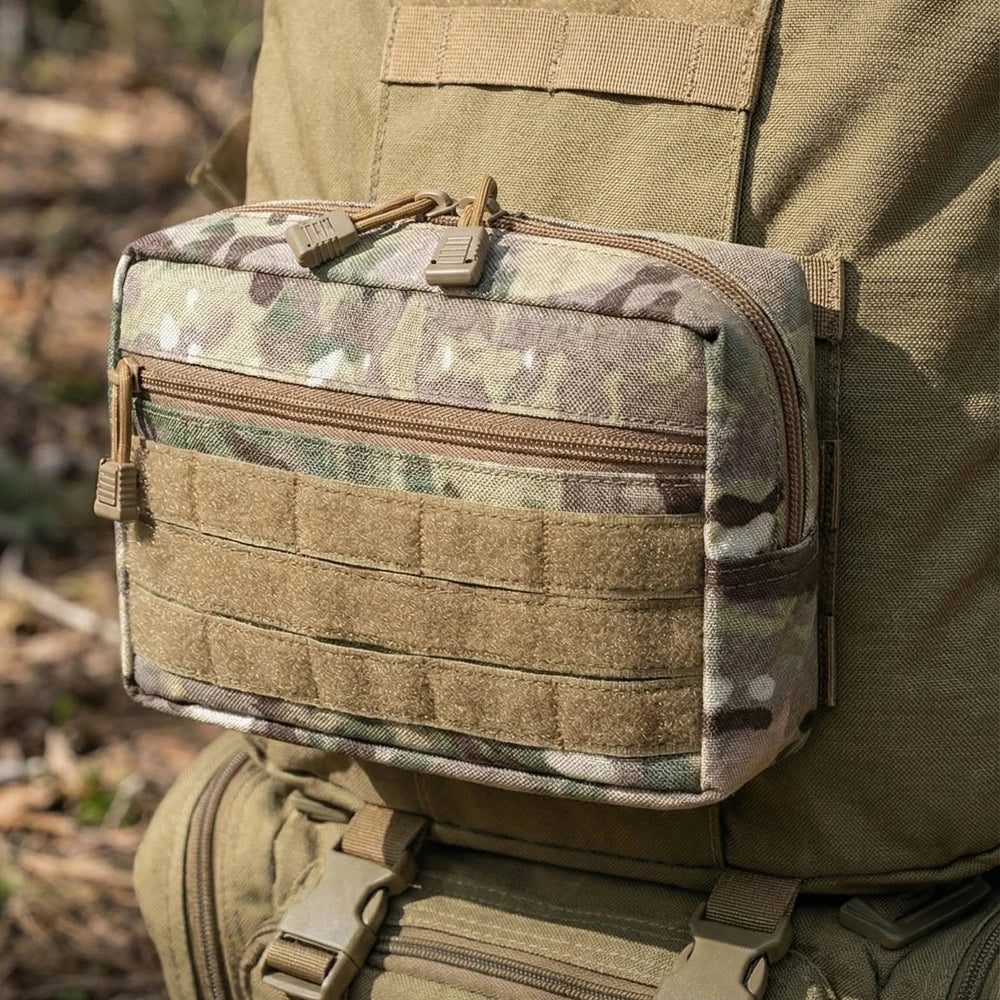 Outdoor Tactical Chest Rig Admin Pouch Hook-and-Loop Mounted EDC Organizer Bag for Tactical Vest and Hunting Plate Carrier