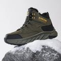 Large Size 48 Leather Hiking Boots Mens Winter Outdoor Warm Fur Non Slip 2025 Fashion Hike Ankle Boot Black Hunting Boots Rubber