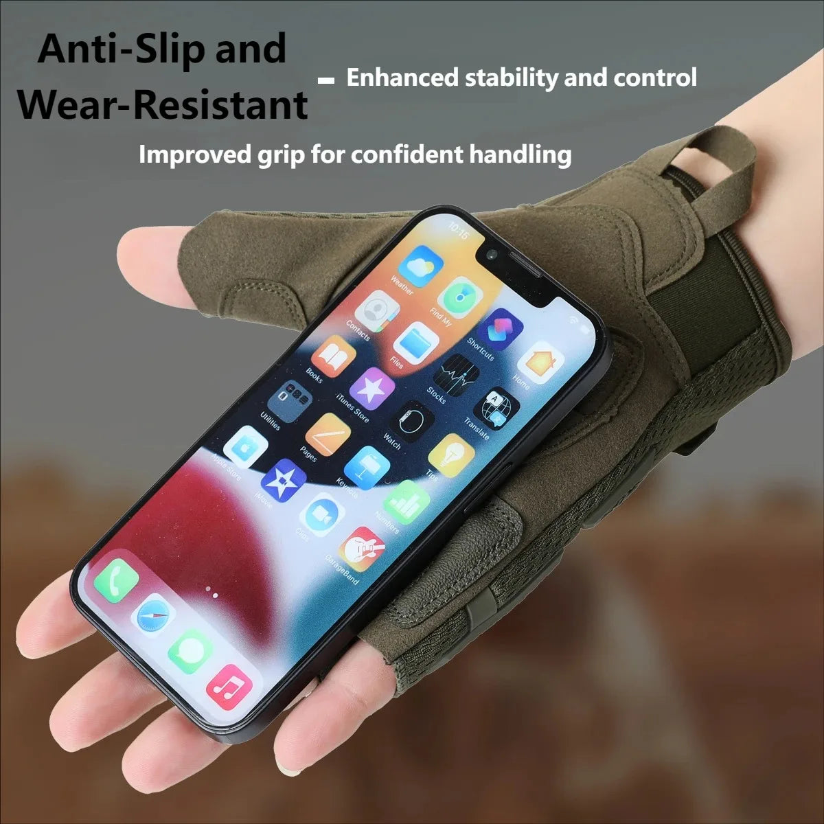CHRLCK Men's Half Finger Cycling Tactics Gloves Wear-resistant Motorcycle Gloves Anti-Scratch Riding Fishing Training Gloves
