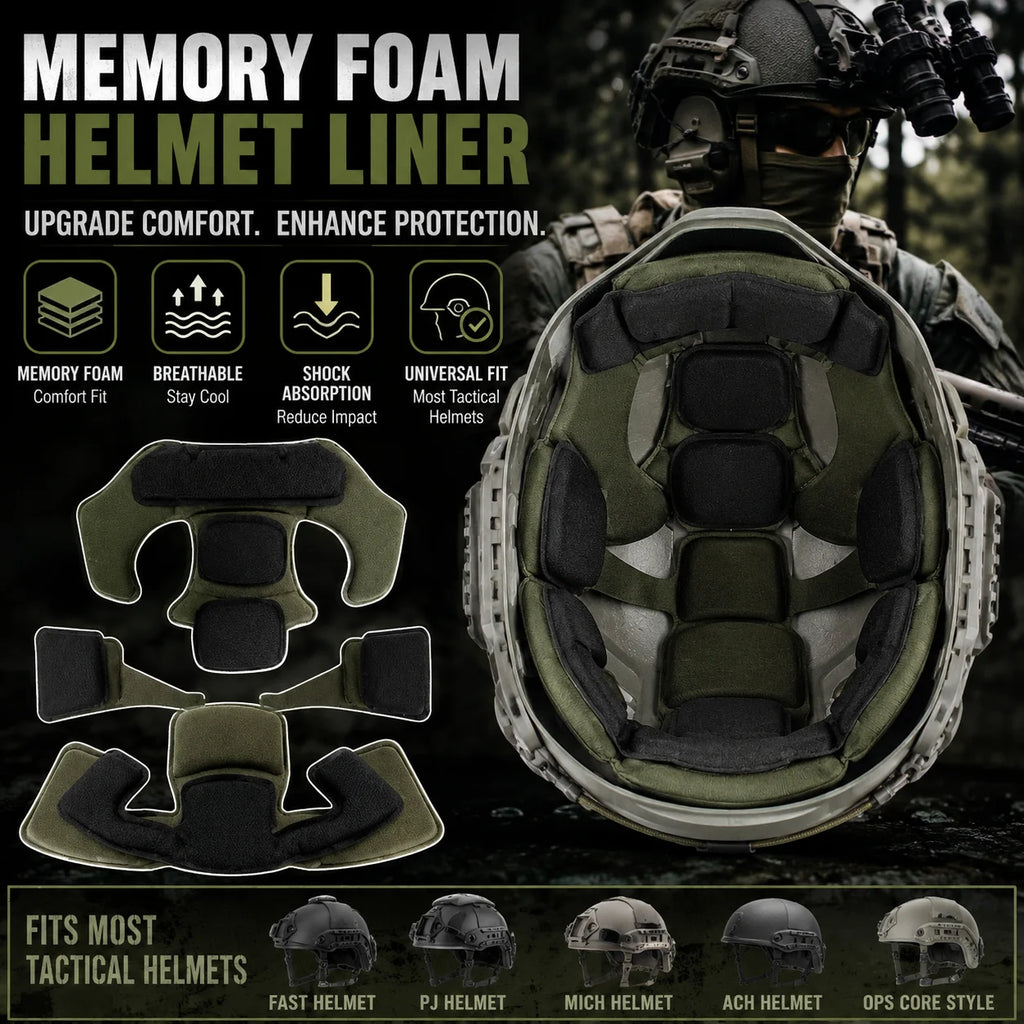Wendypro Wendy Memory Foam Tactical Helmet Liner CS Inner Padding Shock Absorption Cushioning Head Protection Pad Breathable Com