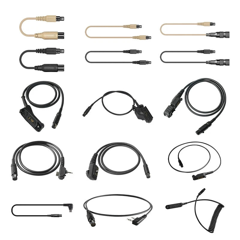 FCS-TACTICAL AMP Tactical Headset V20 V60 PTT Connects Cable Adaptor，Connector Standard KN6 to BAOFENG KENWOOD TYT