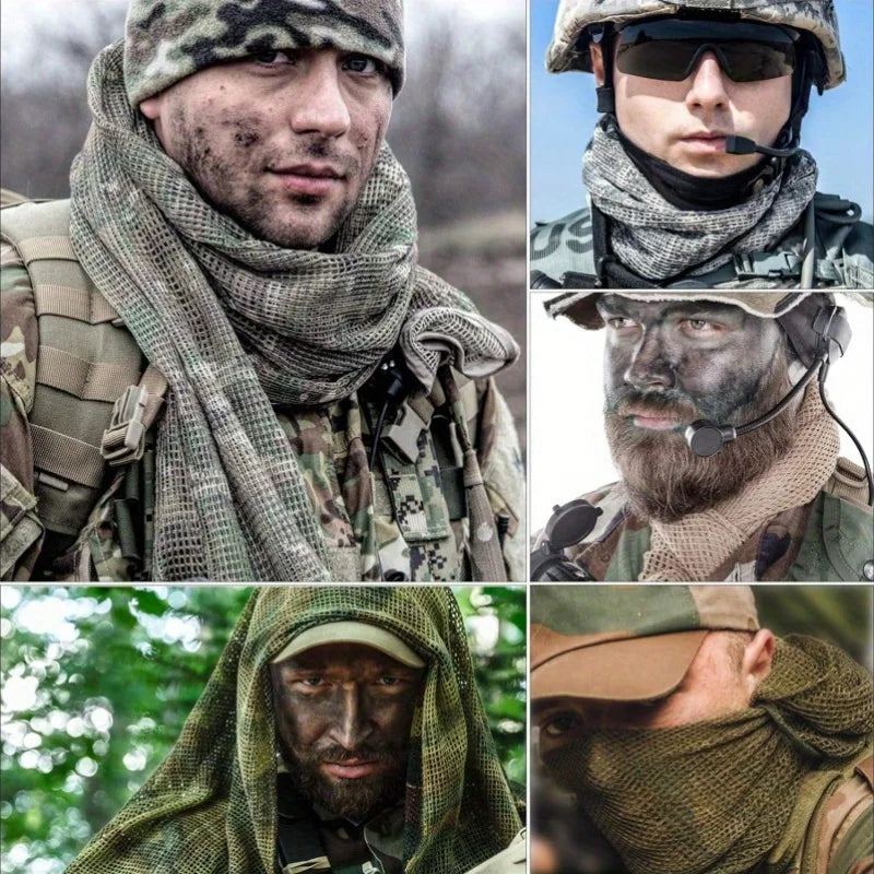 1PC Tactical camouflage camouflage colorful mesh scarf Jungle Hunting Clothing Accessories men Fashionable personalized items