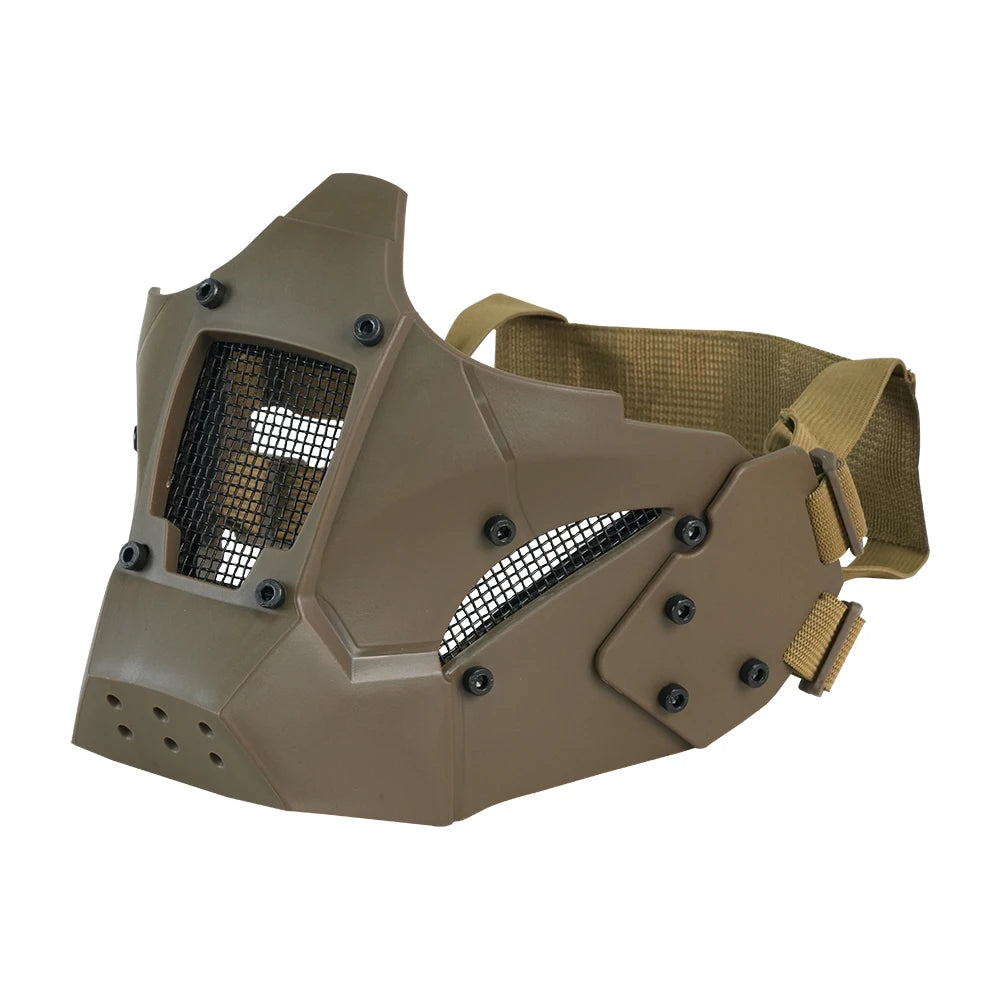 Tactical Half Face Metal Steel Mesh Mask Breathable For Paintball CS Airsoft Simulation Fit FAST Helmet Protective Accessory