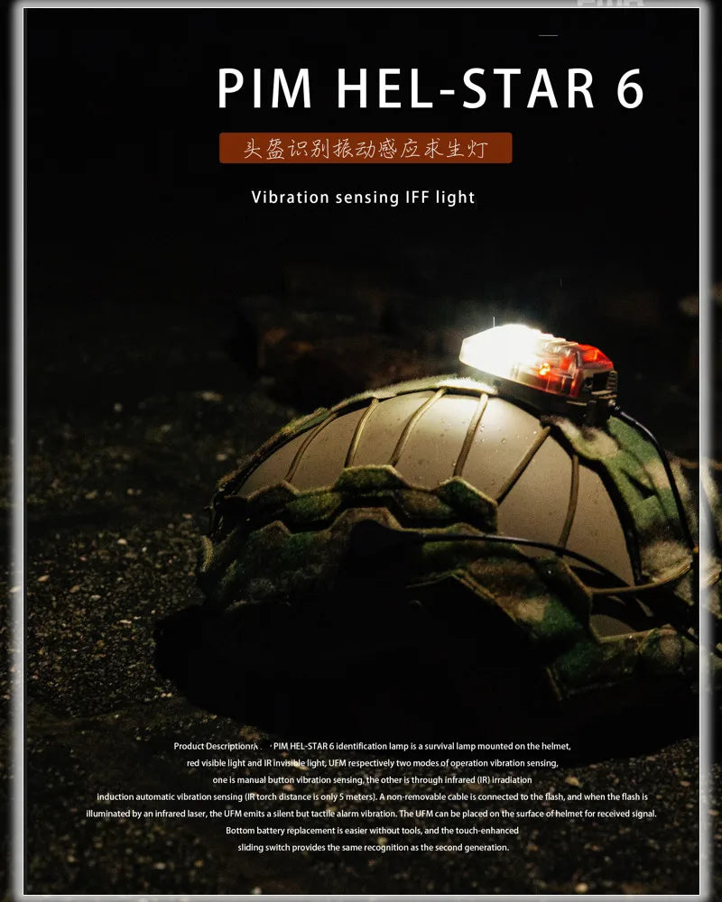 PIM HEL-STAR 6 Outdoor Hiking & Camping Helmet Identification Lamp Vibration Induction Survival Light