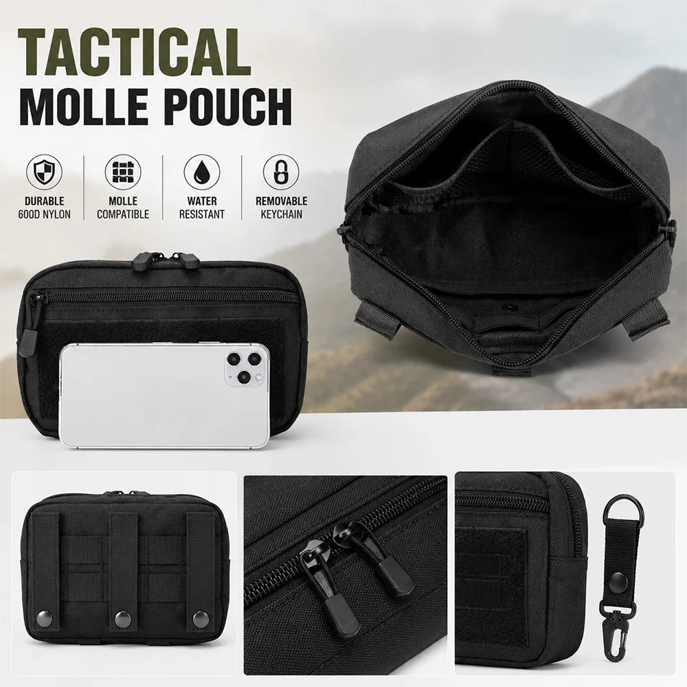 Outdoor Hiking Bag Multifunctional Molle Tactical Waist Bag, Sports Waist Pack, Nylon Portable Waist Bag with Emblem and Fixed Buckle for Hunting, Camping, Cycling