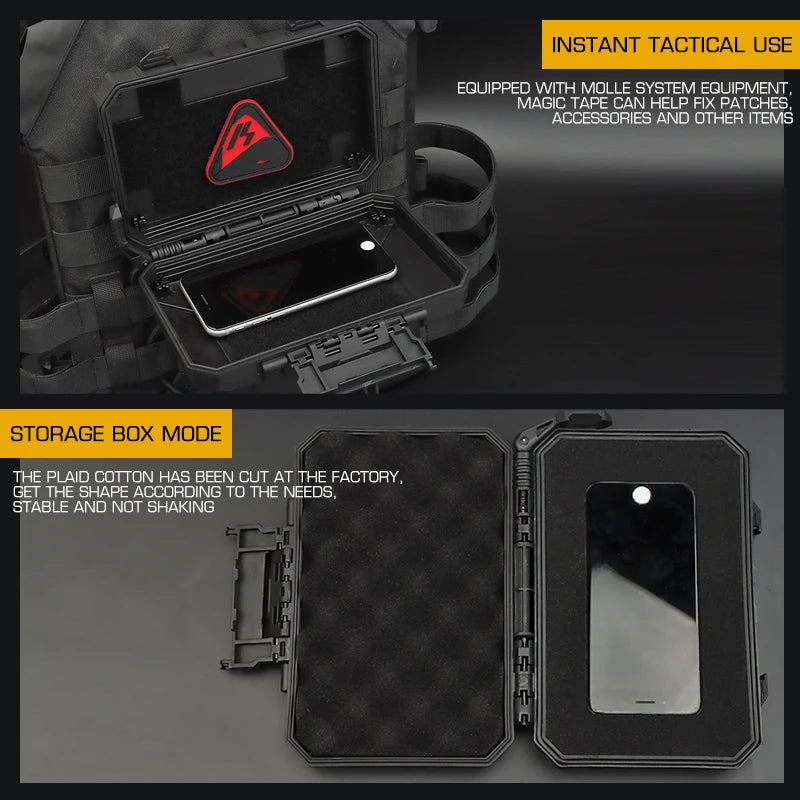 Tactical Waterproof Case Pistol Battery Mobile Phone Bag Protective Double Sponge Shockproof Lockable Airsoft Vest Gear