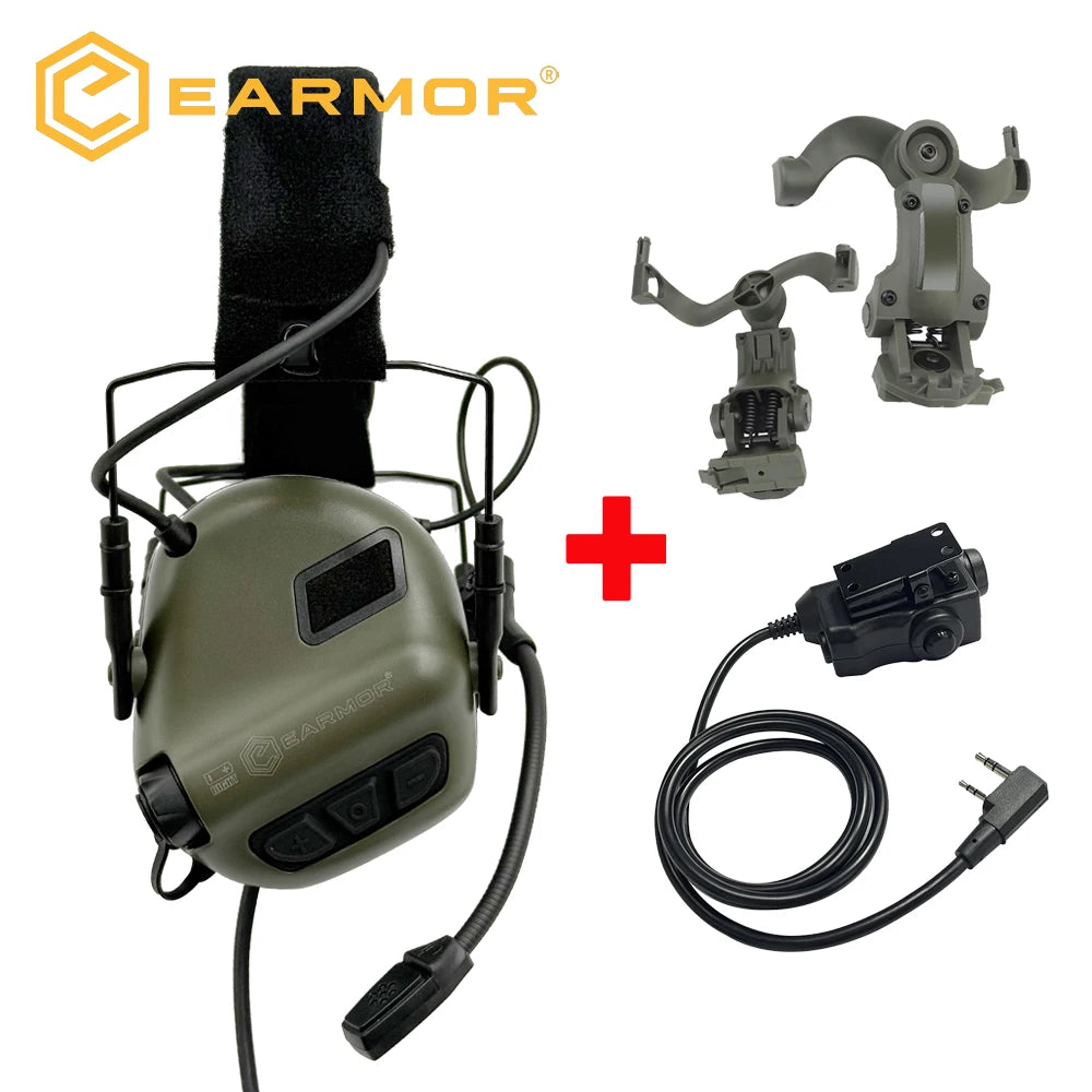 EARMOR Tactical Electronic Shooting Earmuffs M32 SE Hunting Noise Reduction Headset with ARC Bracket, M51 PTT for Communication