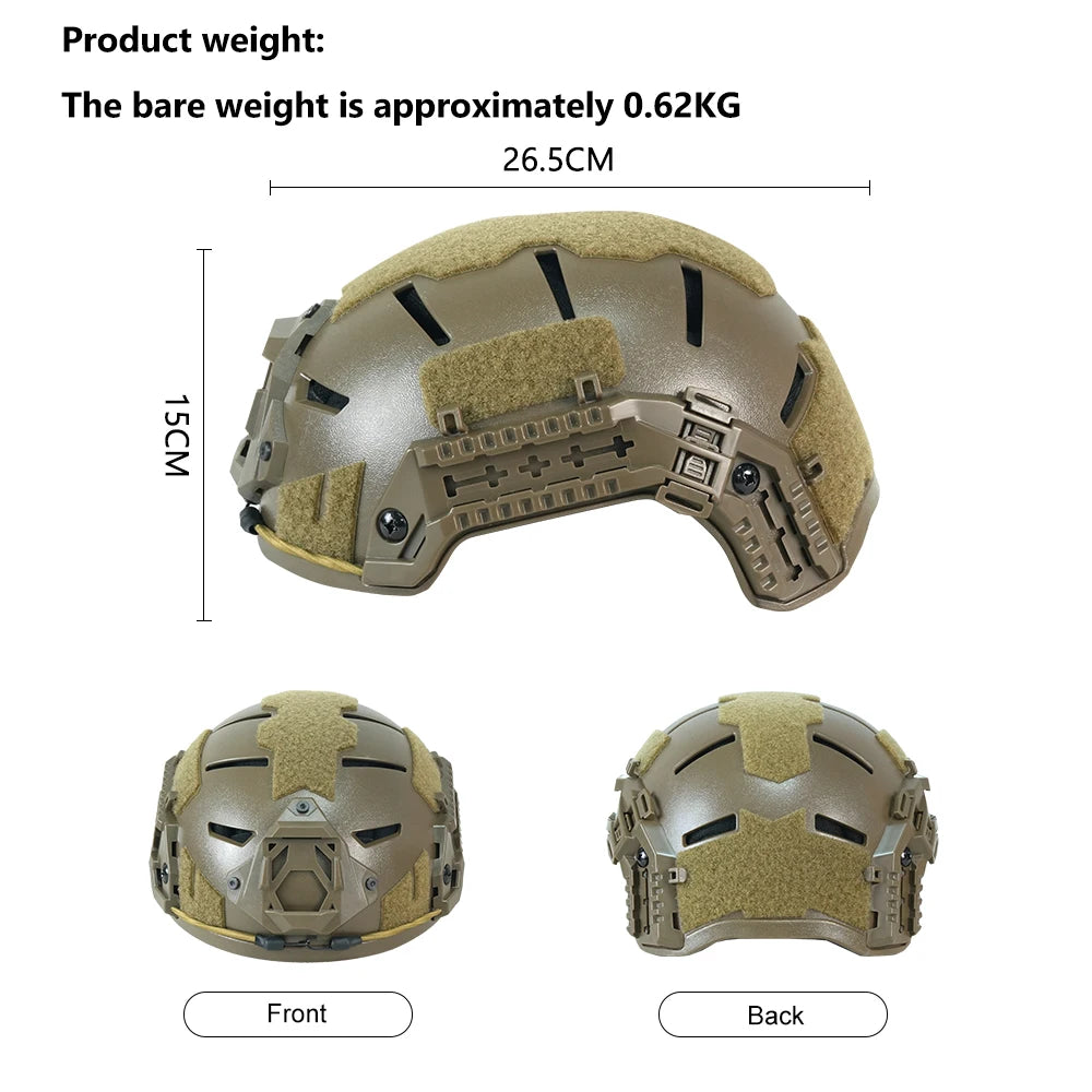 BOOIU New Tactical Helmet Iraqi ABS Kids Tactical Helmet Upgraded Rail with Side Slide Rope Adjustment 50-55cm Airsoft Helmet