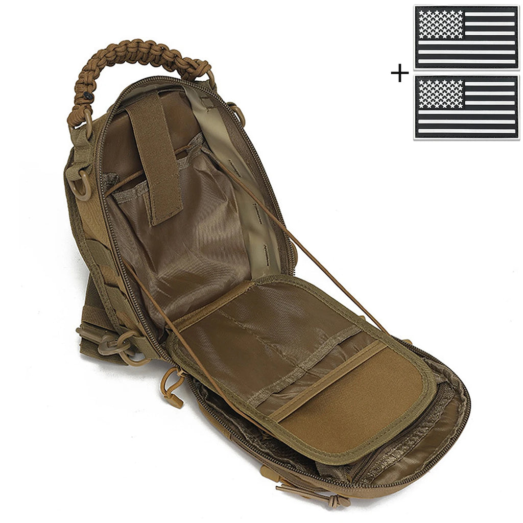 Laser MOLLE EDC outdoor hunting bag can be carried on one shoulder or diagonally, with a woven handle and a shoulder strap