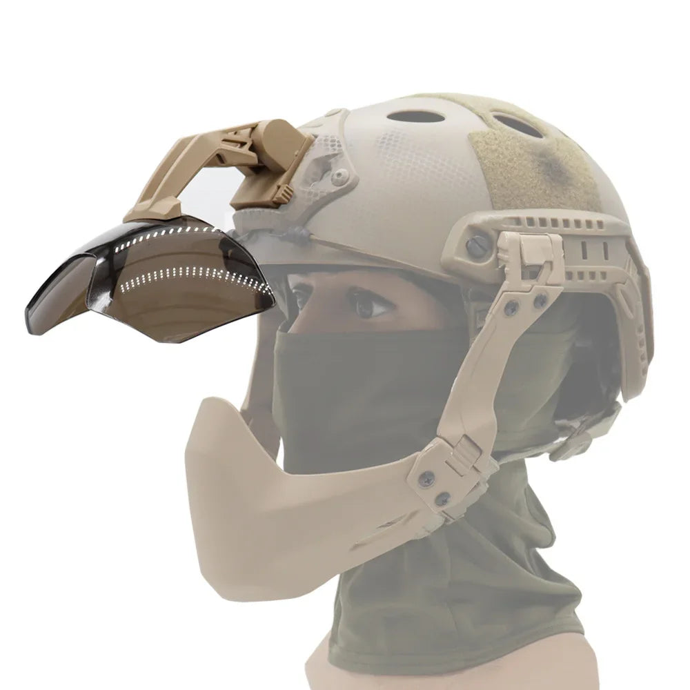 Adjustable Tactical Helmet Flip Goggles Airsoft Paintball FAST Helmet Windproof Anti Fog CS Wargame Protection Goggles
