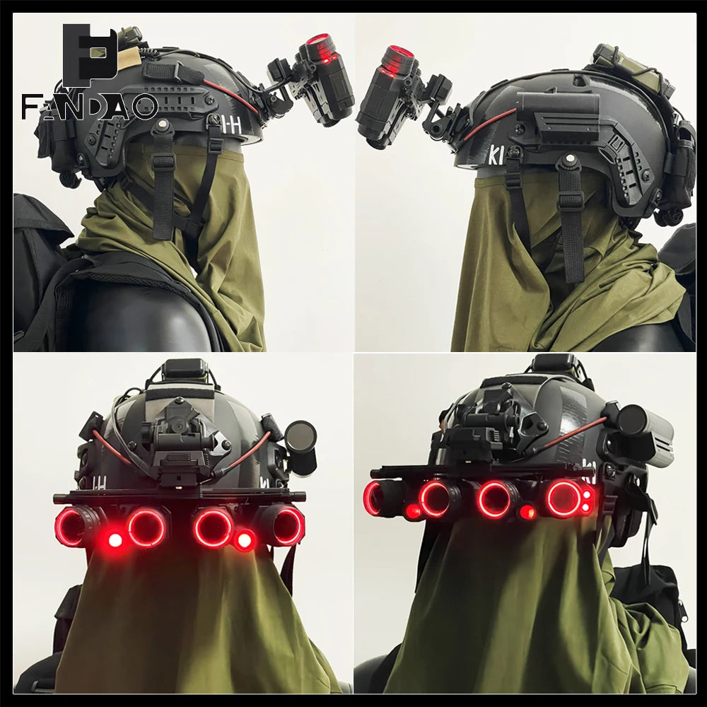 Tactical COD Koenig Helmet Set with Luminous Six Eye NVG Dummy Model Mask Survival Light for Call of Duty CS Game Role Playing