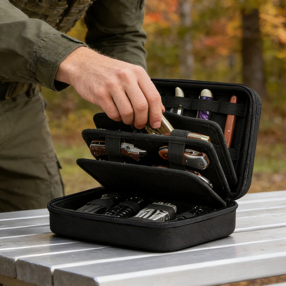 16-24 Folding Knives Storage Case Pocket Knife Display Case Hunting EDC Knives Collection Holder Tactical Knife Bag Organizer