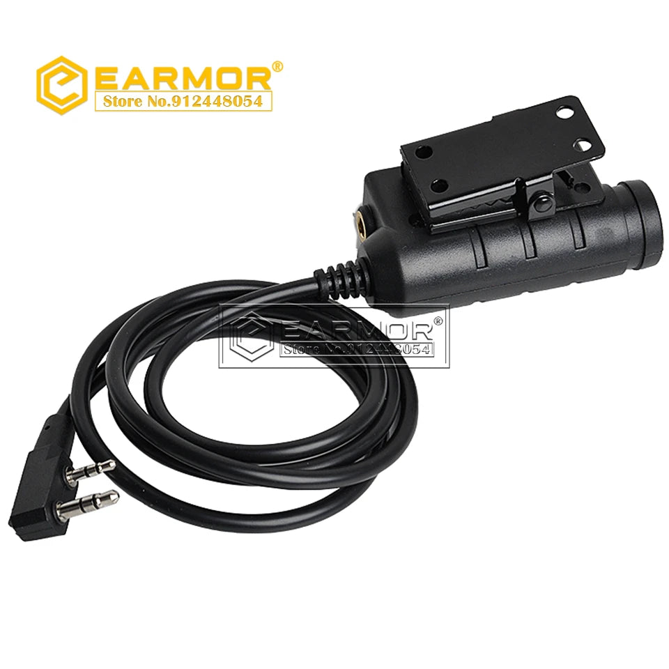 EARMOR PTT Adapter M51 Tactical Headset PTT Kenwood & AUX Radio Interface
