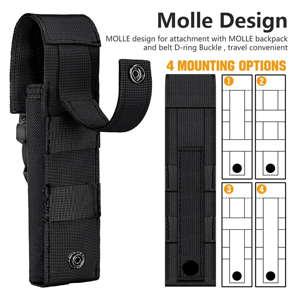 Tactical Flashlight Pouch Holster Molle Torch Holder Carry Case EDC Tool Waist Bag Outdoor Sport Camping Hunting Accessories