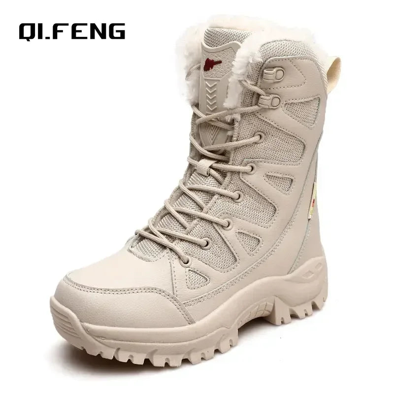 New High Top Men's Shoes Waterproof Winter Boots Warm Plush Snow Boots Men Lace Up Casual Anti-Slip Ankle Footwear 36-46