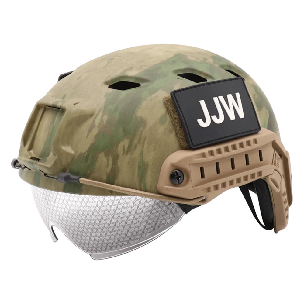 FAST Summer Camo Ballistic Helmet - BJ Goggle, Tactical Helmet | Civilian Protection for Cycling/Outdoor/CS/Airsoft