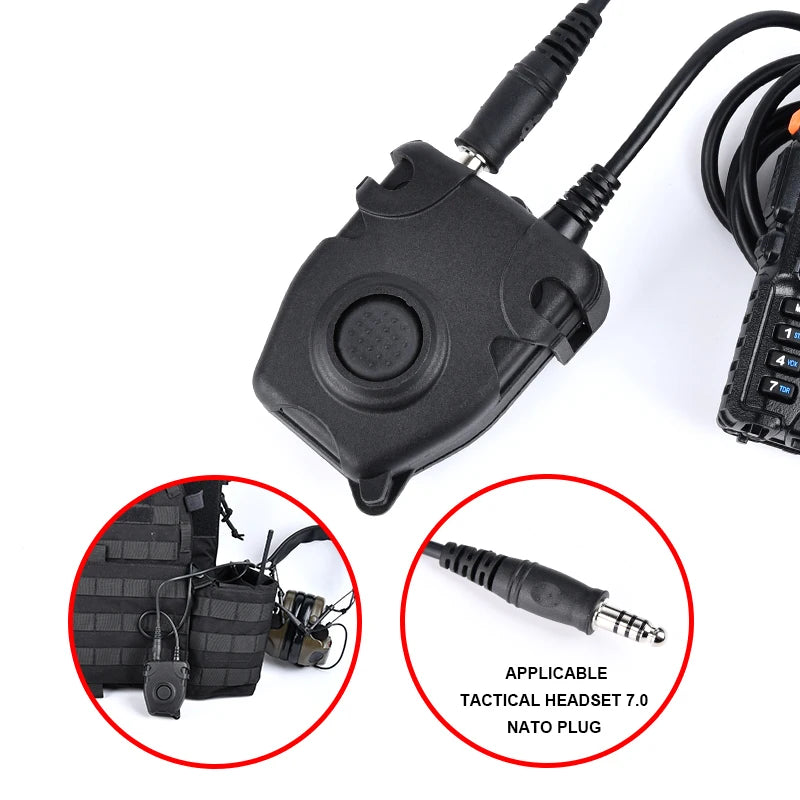 WADSN PTT Tactical Headset Interphone Button for Kenwood Motorola Walkie Talkie Airsoft Accessories IPSC TCI