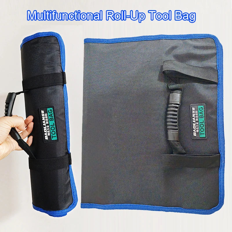Waterproof 600D Oxford Roll-Up Tool Bag 22+1 Pockets Portable Wrench Hammer Electrician Tool Organizer Storage Bag with Handle