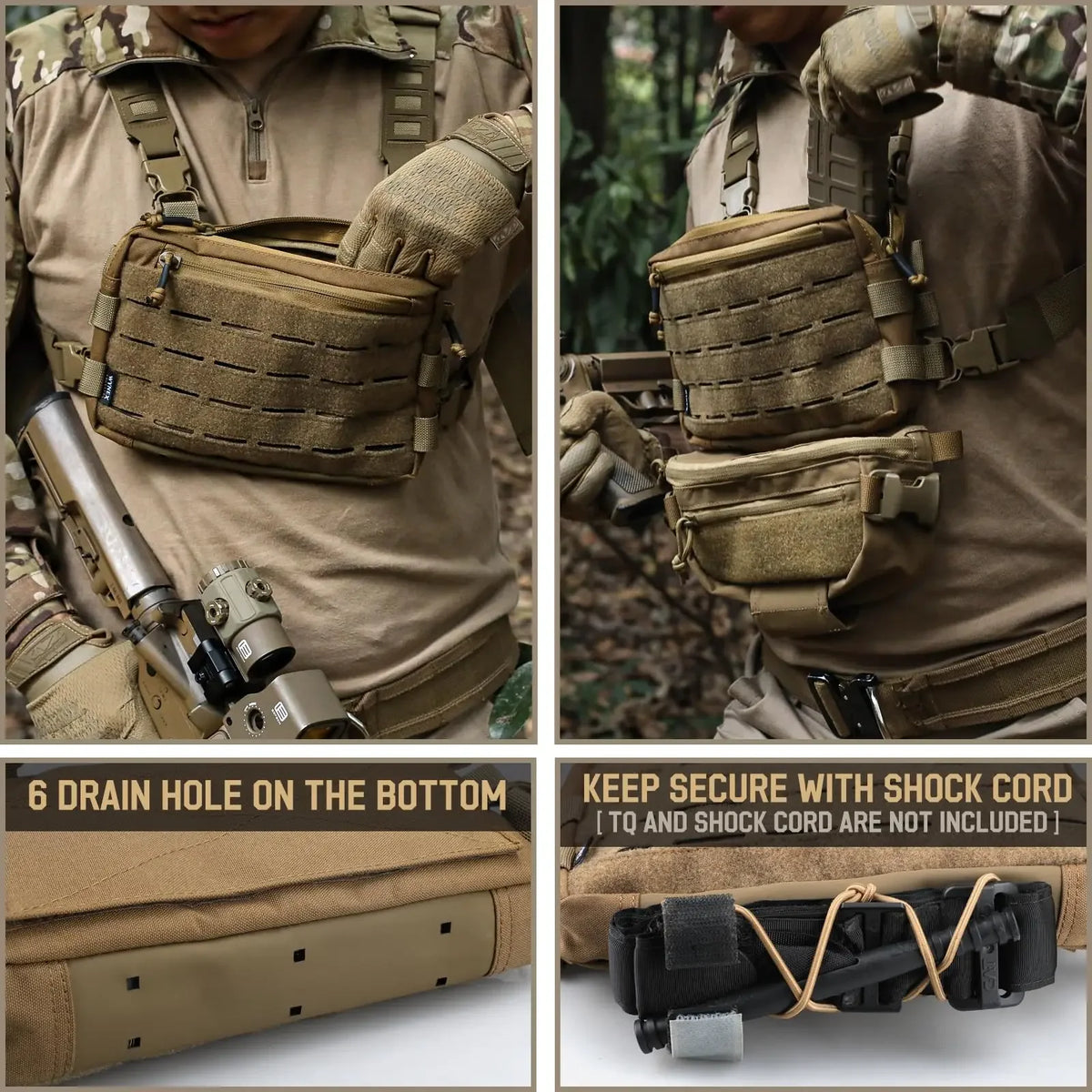 GUGULUZA Tactical Chest Rig Bag Multifunct Molle Vest Pouch Outdoor Hunting Tactical Vest with Built-In Phone Holder Workouts