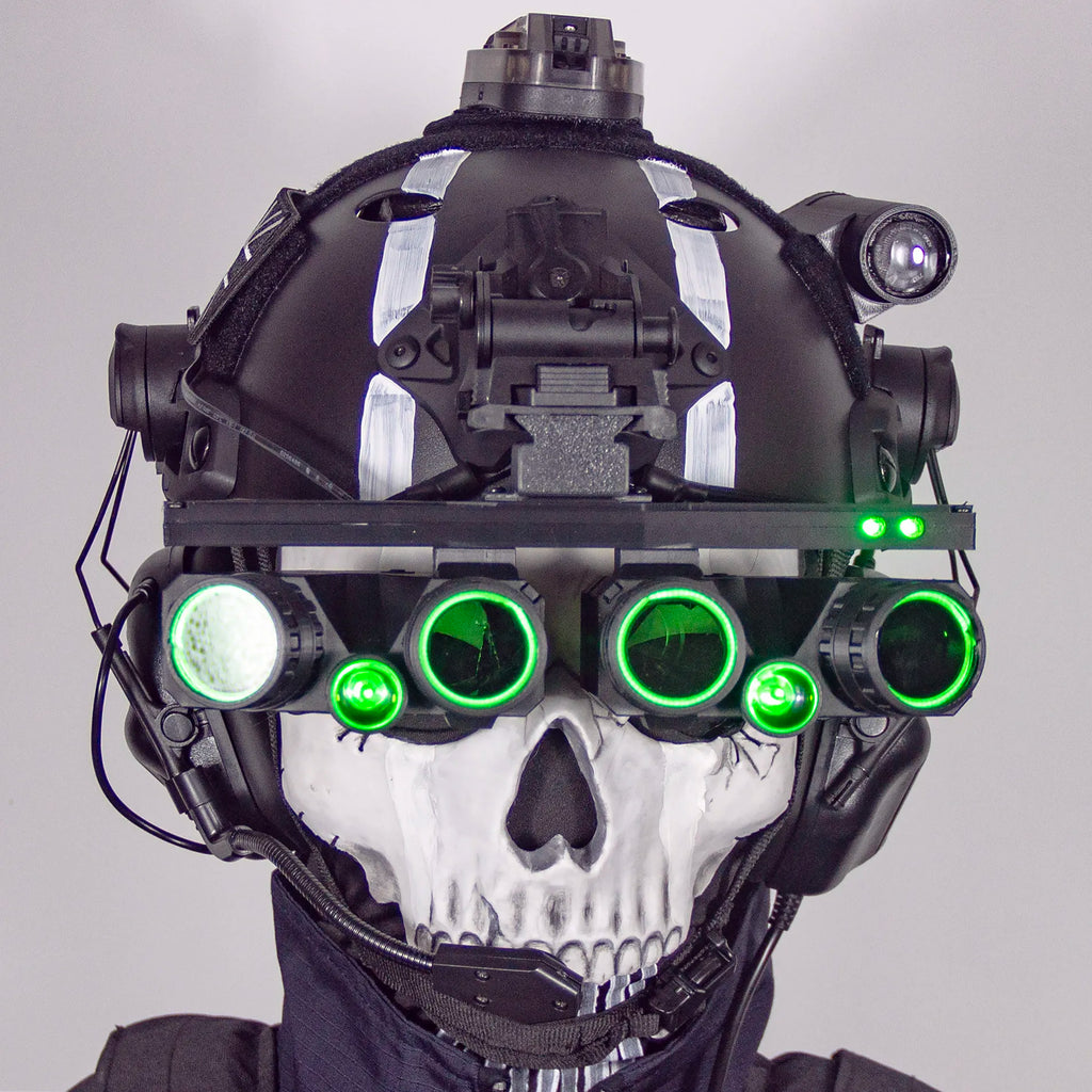 Tactical Ghost Helmet Set Call of Duty 19 Night Raid Ghost Helmet Set with Headset Skull Masks for CS Paintball Game Cosplay