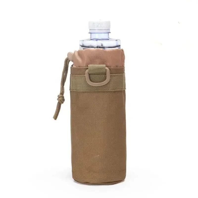 Portable MOLLE Water Bottle Bag 1000D Nylon Tactical Pouch Adjustable Drawstring Hydration Carrier for Outdoor Activities