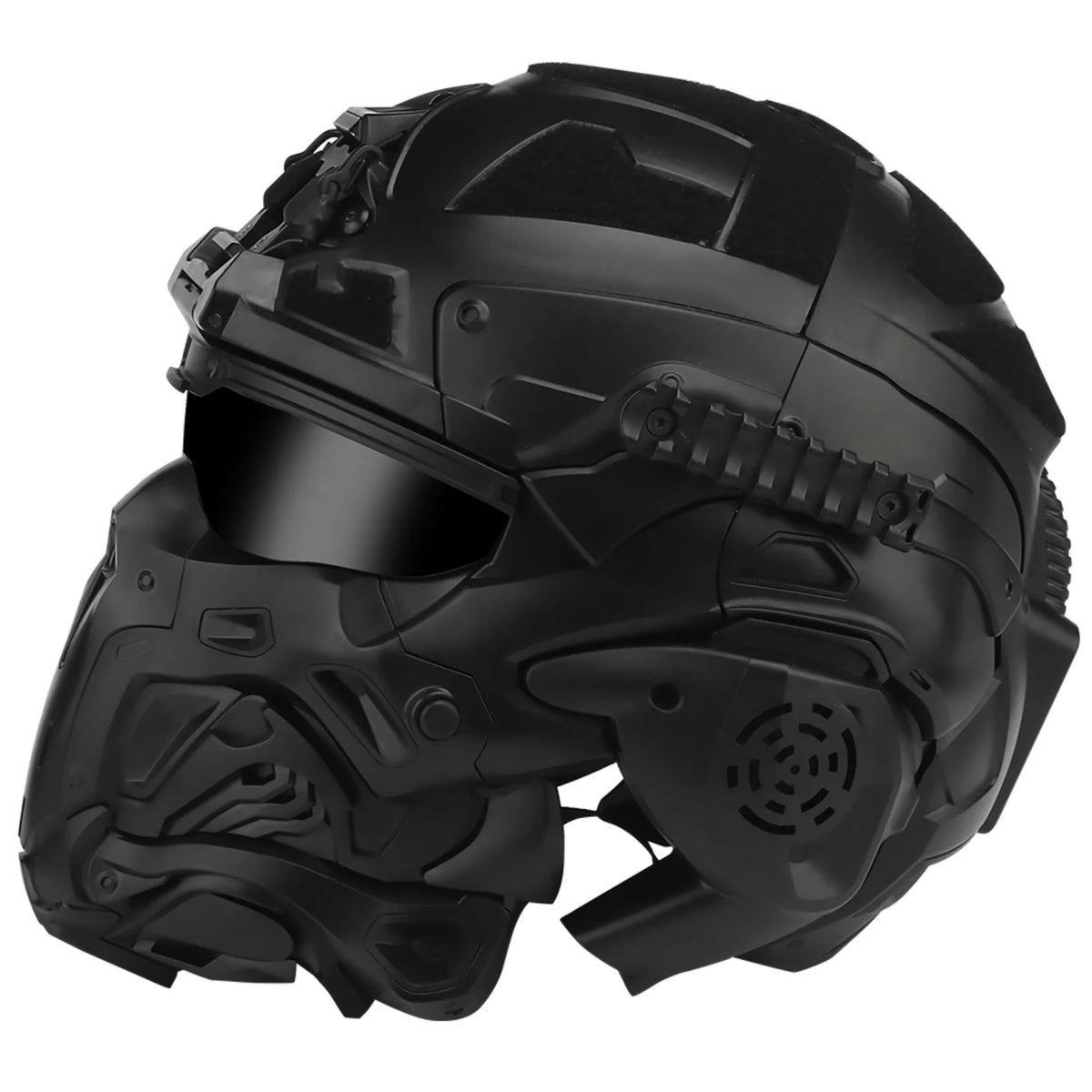 Assault I Airsoft Helmet Full Face Tactical Helmet with HD Headset Anti-Fog Fan 2 Pairs Lens Flip Mask for Outdoor CS