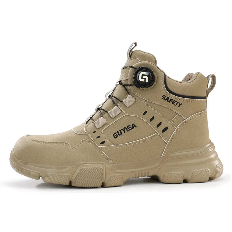 New 2024 Waterproof Rotating Button Safety Boots Men Work Sneakers Indestructible Puncture-Proof Protective Steel Toe Shoes