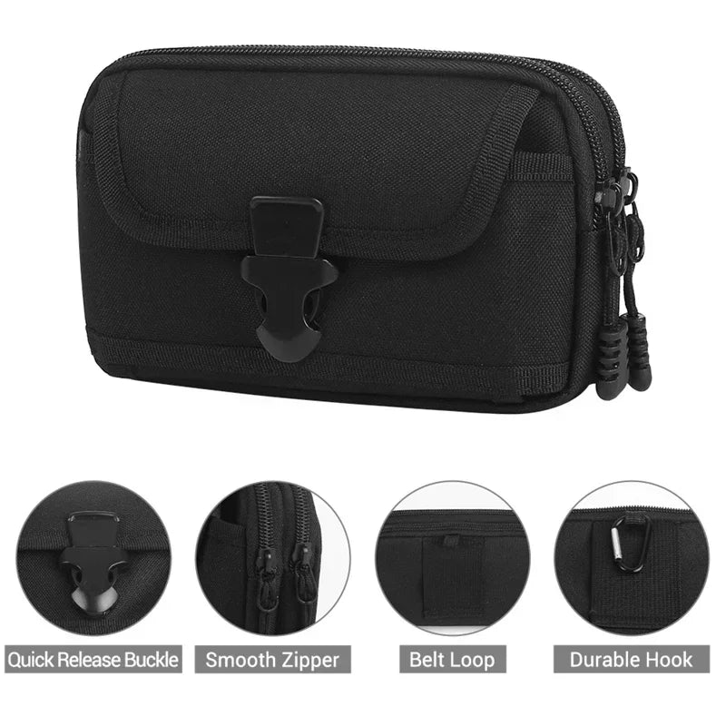 6.5-Inch Nylon Tactical Molle Bag Waistband Waist Bag Pocket Outdoor Phone Bag Waterproof Molle  Equipamiento