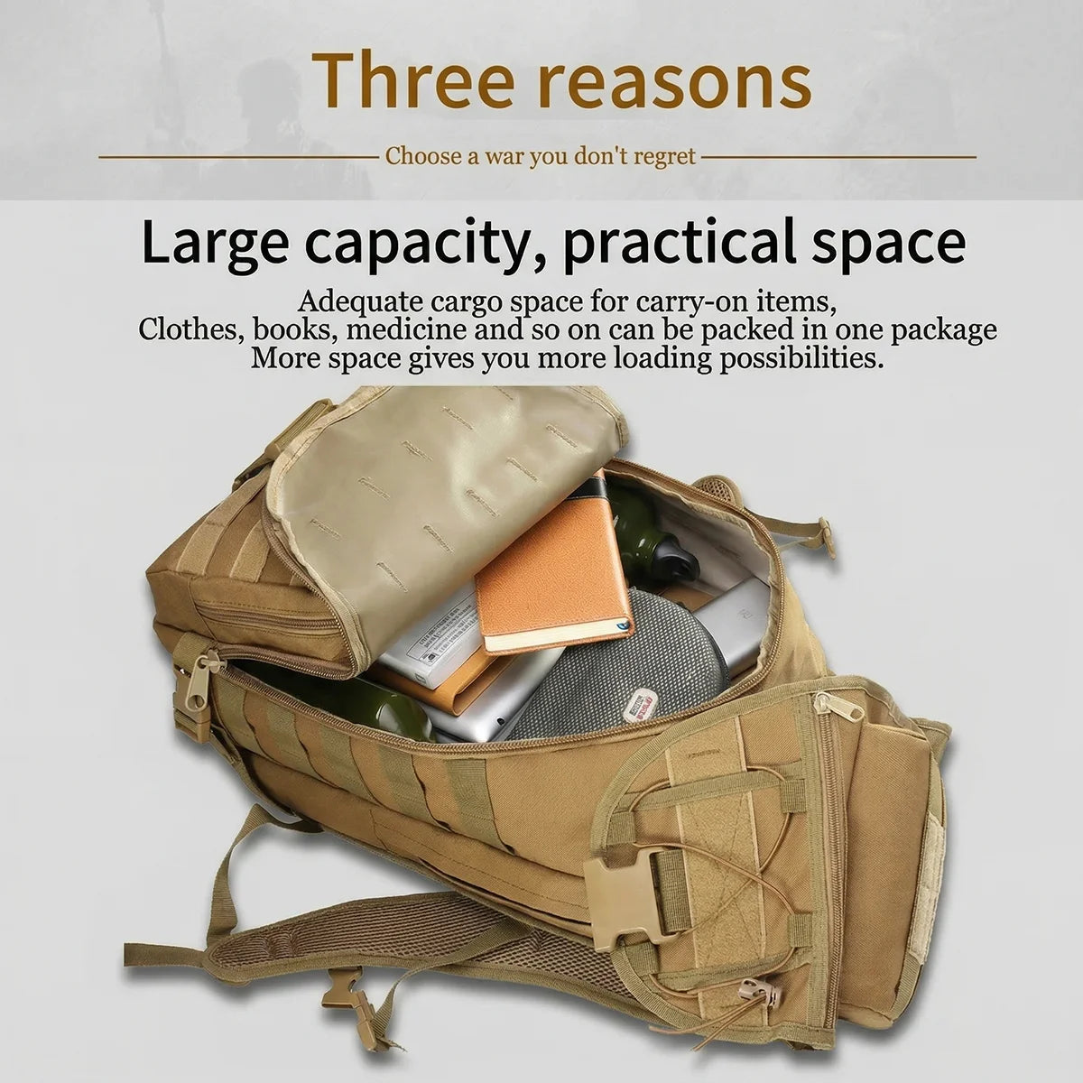 35L Gym Training Backpack for Men with MOLLE System & Smooth Zipper, Tactical Fitness Rucksack for Weightlifting CrossFit Cardio Workout Equipment Storage