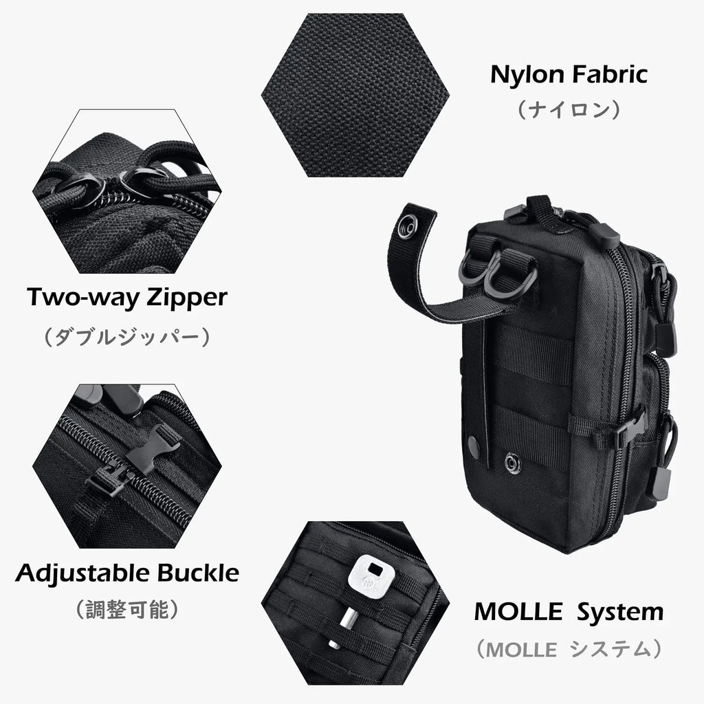 Tactical Molle Utility Pouch, Phone Tool Waist Bag Medical EDC IFAK Pack Mini Design of 3-Day Backpack for Hiking Fishing