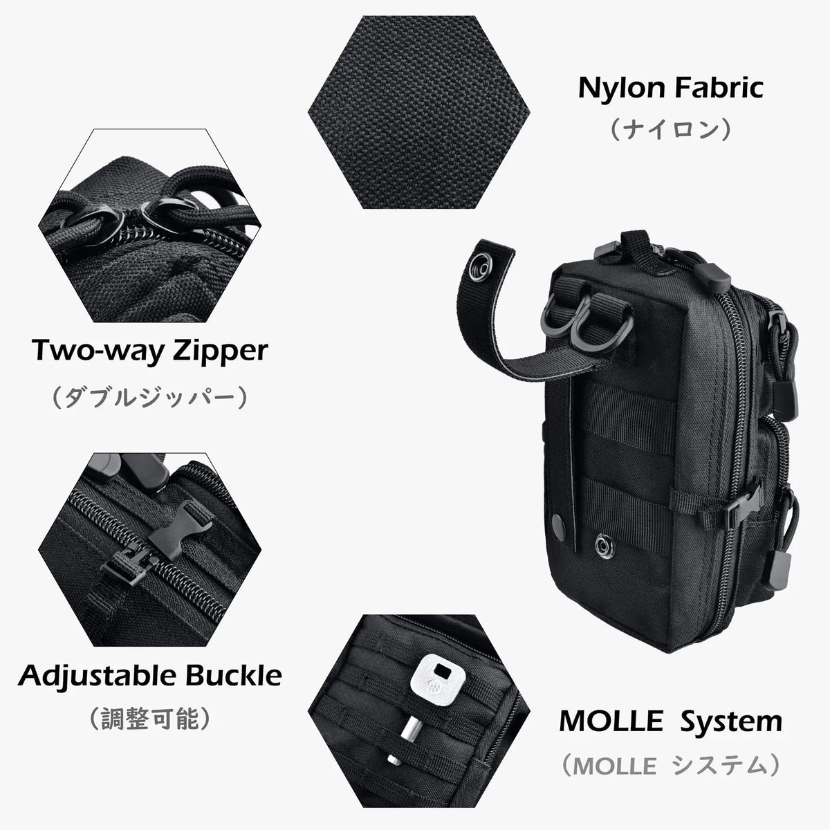 Tactical Molle Utility Pouch, Phone Tool Waist Bag Medical EDC IFAK Pack Mini Design of 3-Day Backpack for Hiking Fishing