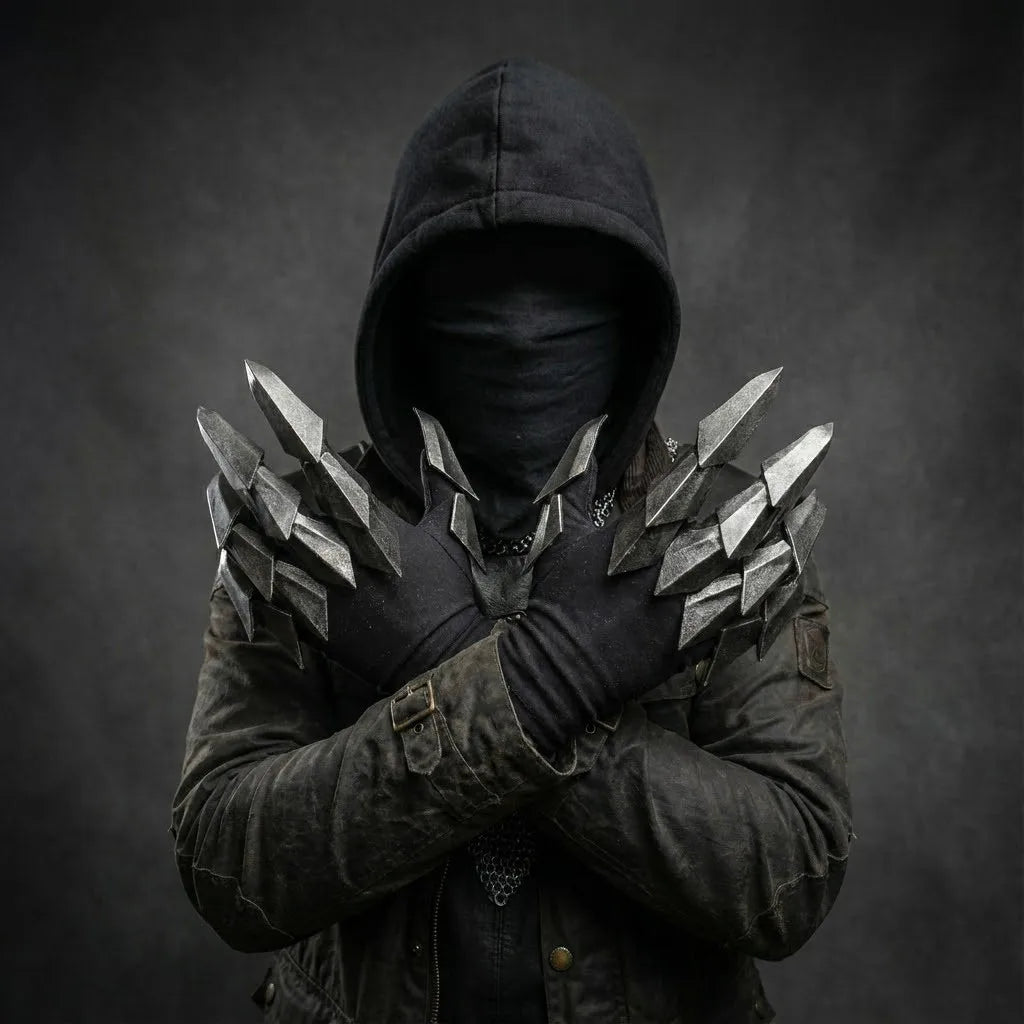 Tactical Knight Gauntlets Gloves 3D Printing Articulated Mechanical Armor Dark Knight Photography Props for Halloween Cosplay