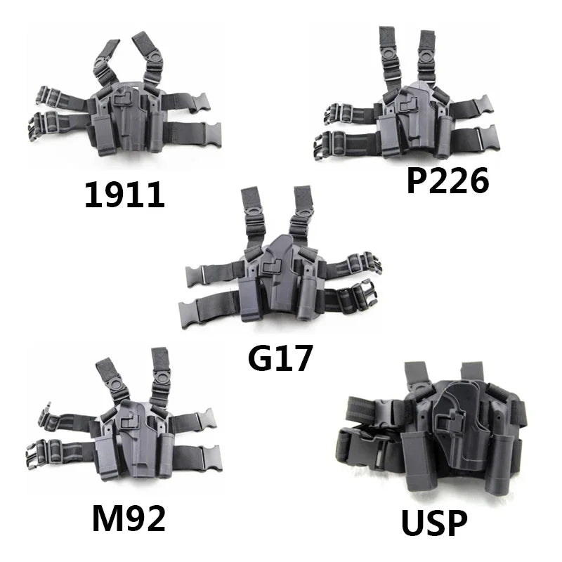 ##Tactical Gun Holster for Glock 17 19 USP 1911 M92 P226 Outdoor Hidden Leather Holster Real CS Gun Leg Holster Men CS Sport Gun